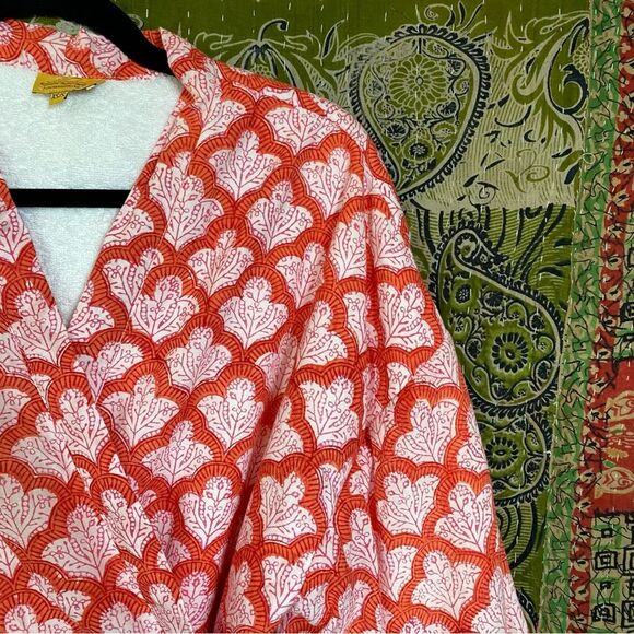 Roberta Roller Rabbit Jemina Terry Cloth Lined Midi Robe Size Extra Small/ Small - Picture 7 of 16